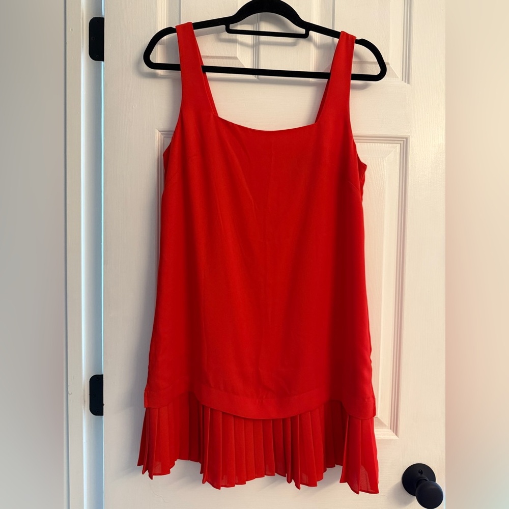 Laundry By Shelli Segal Red Pleated Hem Mini Shift Dress